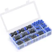 Easy Install 60Pcs Quick Connect Fittings for Air Hoses in Black and Blue