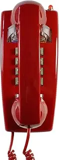 TelPal Red Wall Phone, Analog Corded Wall Mounted Phone with Loud Traditional Bell, Classic Landline Phones Wall Mount with Handset Volume Control- Wall Mount Jack Required