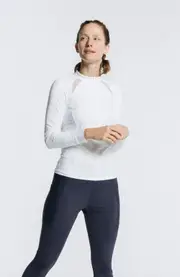 AVI Pickleball Volley Zip Long Sleeve in White Lotus at Nordstrom, Size Small