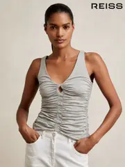 Reiss Silver Grey Vinny Stretch Lyocell Jersey Ruched Vest (H42851) | $195