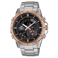 在飛比找PChome24h購物優惠-CASIO EDIFICE 強大革新雙顯都會腕錶-玫瑰金框黑