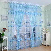Floral Tulle Voile Door Window Curtain Drape Panel Sheer Scarf Valances Divid^VF
