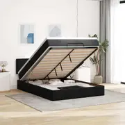 vidaXL Ottoman Bed with Mattress & LEDs Black Double Fabric