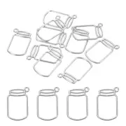 30Pcs Bottle Shape Alloy Open Back Bezel Pendants Resin Frame Light Silver