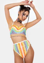 [Daisy Shock] Rainbow Sequin Shorts Set