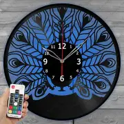 LED Vinyl Clock Peacock Light Vinyl Record Wall Clock Home Decor Handmade 1756