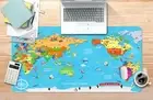 3D Blue Ocean World Map Cartoon Kids 85 Non-slip Office Desk Mouse Mat Game