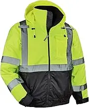 Ergodyne GloWear 8377 ANSI Black Bottom High Visibility Lime Thermal Bomber Jacket, 5XL