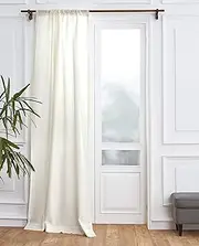 Solino Home Ivory Linen Curtain 108 Inches Long, Light Filtering Rod Pocket Curtain 52 x 108 Inch, 100% Pure Linen European Flax Window Treatment for Living Room, Bedroom