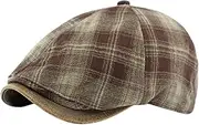 [howkuhat] Adjustable Women Casual Flat Cap Beret Plaid Pattern Newsboy Cap Vintage Artist Hat for Daily Wear Travel Camping