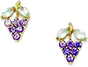 [JewelryWeb] 14k Yellow Gold Purple CZ Simulated Diamond Grapes Screw Back Earrings 11x8mm Stud Earring for Women