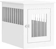 vidaXL White Dog Crate Furniture - Engineered Wood and Steel Dog Cage - Doubles as End Table - Ventilated Design & Lockable Door - Large Capacity