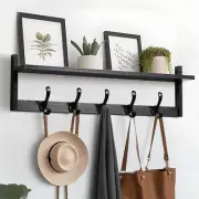 Tatub 29'' Coat Rack Wall Mount with Shelf, Wood Hooks 29 inch, Black