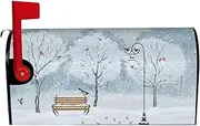 Birds In The Park On A Snowy Day Magnetic Mailbox Covers,Post Box Cover Standard Size 21x18 Inches For Outdoor Garden Home Decor