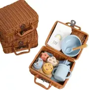 4 in 1 Newborn Gift Bundle with Wooden Stacking Game, Silicone Feeding Set, 1...