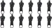12Pcs Black Zippers Head Reusable Zip Puller Zip Slider Zipper Replacement
