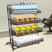 4 Tiers Retail Counter Display Iron Rack Supermarkets Stores Black Display Stand