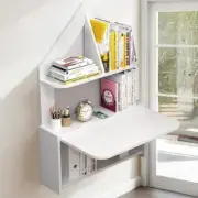 Wall Mounted Drop-Leaf Table, Floating Laptop Desk, Folding Table 29IN, White