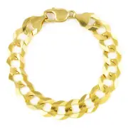 Mens 10k Yellow Gold Solid 12.5mm Cuban Curb Link Chain Bracelet 7.5" 8" 8.5" 9"