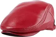 [CVMRBY] Winter Hats,Leather Newsboy Cap Mens Sheepskin Vintage Adjustable Beret Winter Flat Cap Golf Hat