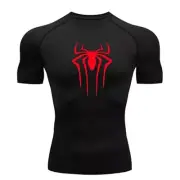 NEW Men's T-shirts Spider Compression Tights Short Sleeve Tops Tee Gym