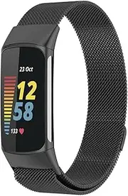 Compatible with Fitbit Charge 5 Bands, Magnetic Metal Stainless Steel Wristbands Replacement Straps for Charge 5 Fitness & Health Tracker Women Men