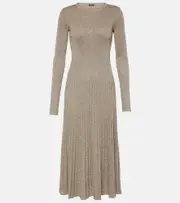 [Joseph] Joseph Pleated Lurex® midi dress AU 6 beige