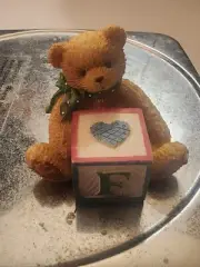Miniature Cherished Teddy Bear Holding Alphabet Box Letter F Enesco Corp