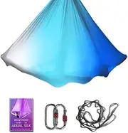 Aerial Yoga Hammock L:5M W:2.8M Aerial Pilates Silk Yoga Swing Set with 2000 Ibs Load Include Carabiner,Daisy Chain, Pose Guide