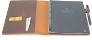 JJNUSA Compatible with Rocketbook Cover Smart Business Handmade Distressed Genuine Leather Notebook Cover for Everlast, Fusion, Wave Moleskin A5 with Pen Loop & Card Holder Executive 8.8" x 6" Brown