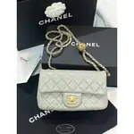 二手折扣 CHANEL 香奈兒 CF20 金球 鏈帶包 單肩包 灰色 小羊皮 單肩包 金球 側背包 方胖子