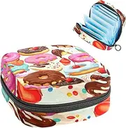 Period Bag,Sanitary Napkin Storage Bag,Donut Ice Cream Strawberry Chocolate,Tampon Holder for Purse