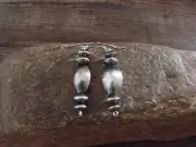 Sterling Silver Saucer Navajo Pearl Dangle Earrings Signed Preston Haley