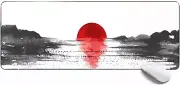 Pretty Mouse Pad Lake with Red Sun Japanese Ink Large Gaming Mouse Pad,Extended