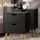 Oikiture 2 X Bedside Tables Side Table Bedroom Furniture Black