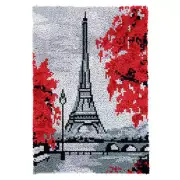 Latch hook DIY rug kit preprinted " Paris Eiffel Tower " approx 102x69cm