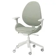HATTEFJÄLL office chair with armrests, Gunnared light green/white