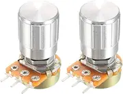 XYWHPGV 2 Pcs 10K Ohm Variable Resistors Single Turn Rotary Carbon Film Taper Potentiometer with Knob(cd460 462ce 1a9c0 b847f 14708 ae1b4