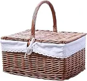 Picnic Basket Portable Outdoor Wicker Picnic Hamper Picnic Basket for 2 Persons With Lid Storage Box Hamper Storage for Camping and Outdoor Party