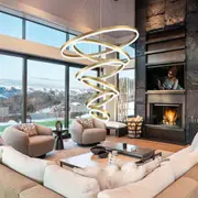 BAMDECOR Gold Nordic Home Decor Dining Room Pendant lamp lights Ceiling Lamp Hanging Light Chandelier Lamps (6 Rings-Gold)