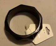 Vintage Wooden Bangle Light & Dark Stain Geometric Pattern Bracelet