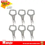 11" Adjustable C-Clamp Locking Pliers Set 6 Pcs Locking Welding With Swivel Pads