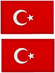Ysmzzmsy 2 PCS Türkiye Flag Patch Türkiye Tactical Patch - PVC Hook and Loop Fastener Patch (Türkiye)