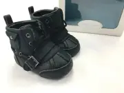 Brand New Newborn Ralph Lauren Polo Hamlin Black soft bottom leather boots.