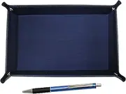 TRAL-WZ2067BP-L Japanese Grain Cowhide Leather Pen Tray Blue Metal & Pitch Grip Ballpoint Pen Set Blue