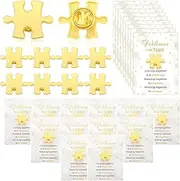 [Hoteam] 24 Sets New Employee Welcome to the Team Gift Sets Puzzle Piece Lapel Pins with Thank You Cards Bags Team Appreciation Building Recognition Holiday Gifts for New Staff Worker Office Supplies