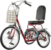 Adult Bicycle Cycling 3 Wheel Bike Three Wheel Bike Cruiser Cycling Pedal Tricycle with Shopping Basket Women Men Seniors for Recreation Shopping Exercise, Tricycle