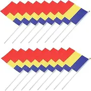 FOYTOKI Mini Romanian Flags 50pcs Handheld Flags Sticks for Soccer Celebrations