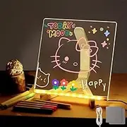 Creative Magic Board Light up for Kids, LED Writing Acrylic Dry Erase Board with Stand, Clear Doodle Glow Message Letter Note Drawing Boards with 7 Color Mark Pen for Festival Gift(15 * 15cm)