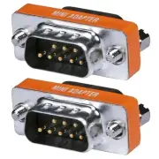 2 Pcs DB9 DB 9 RS-232 Male to Male Mini Null Modem Coupler Adapter Converter